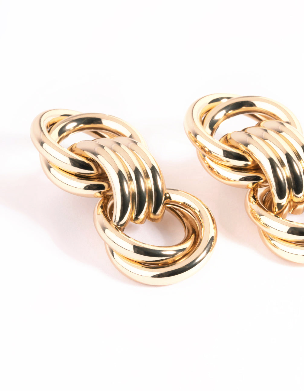 Gold Trio Knot Drop Earrings