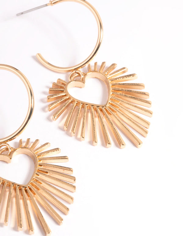 Drop Heart Spike Earrings