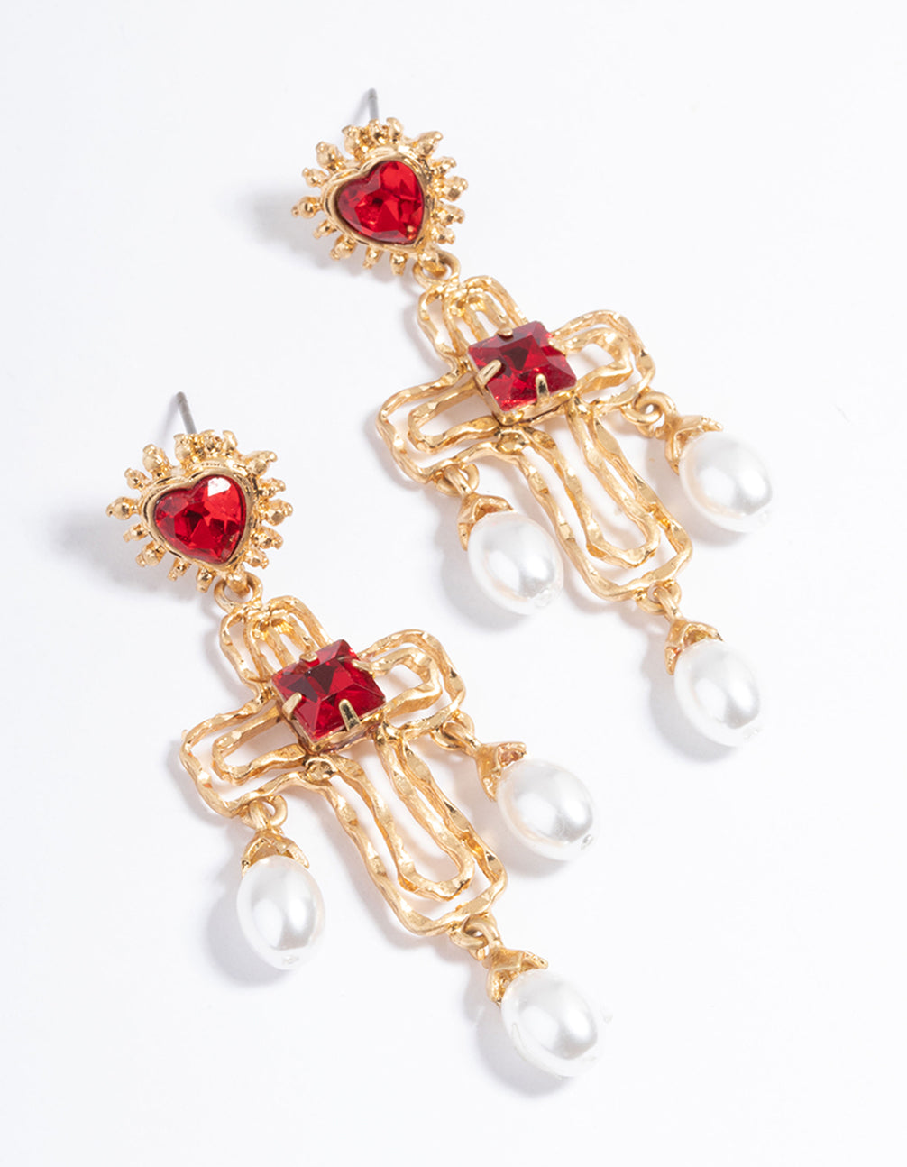 Pearl Heart Drop Earrings