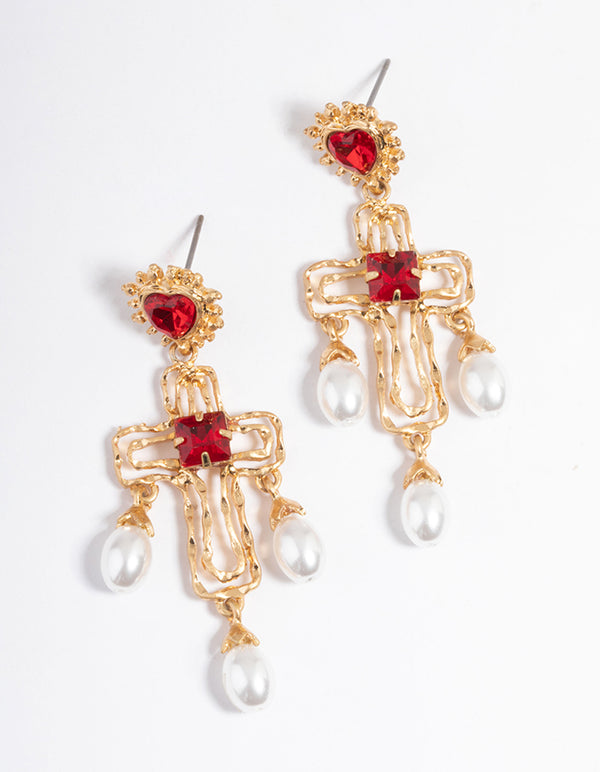 Pearl Heart Drop Earrings