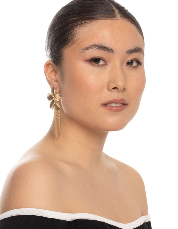 Gold Statement Floral Drop Earrings