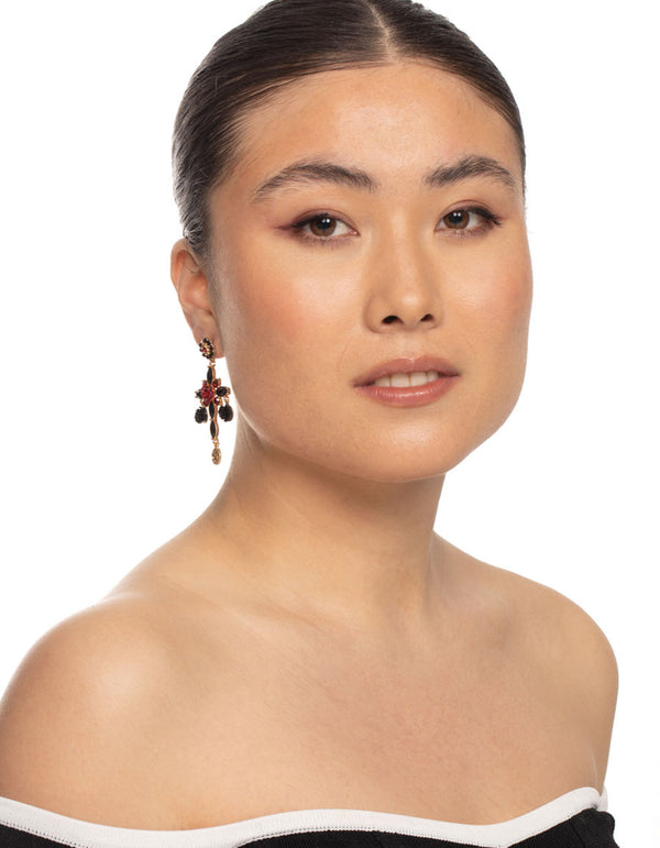 Gold Cross Drop Earrings