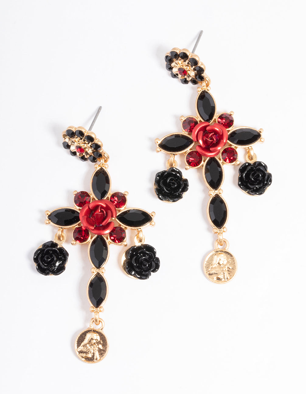 Gold Cross Drop Earrings