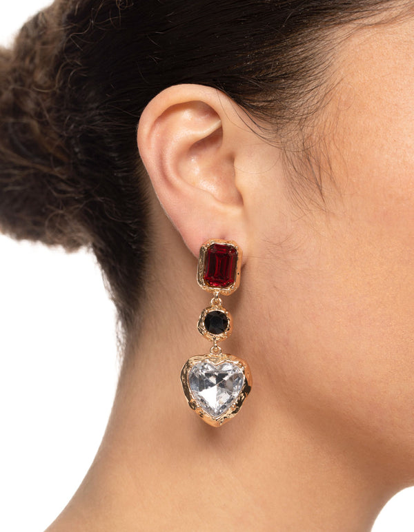 Gold Statement Gem Drop Earrings