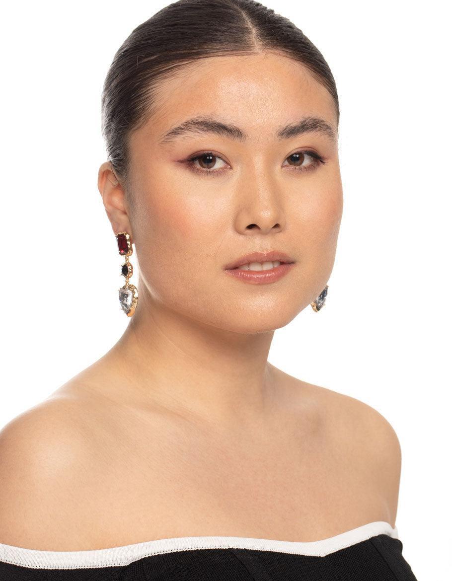 Gold Statement Gem Drop Earrings