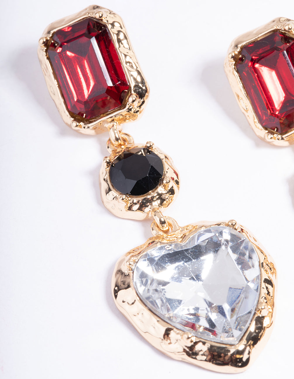 Gold Statement Gem Drop Earrings