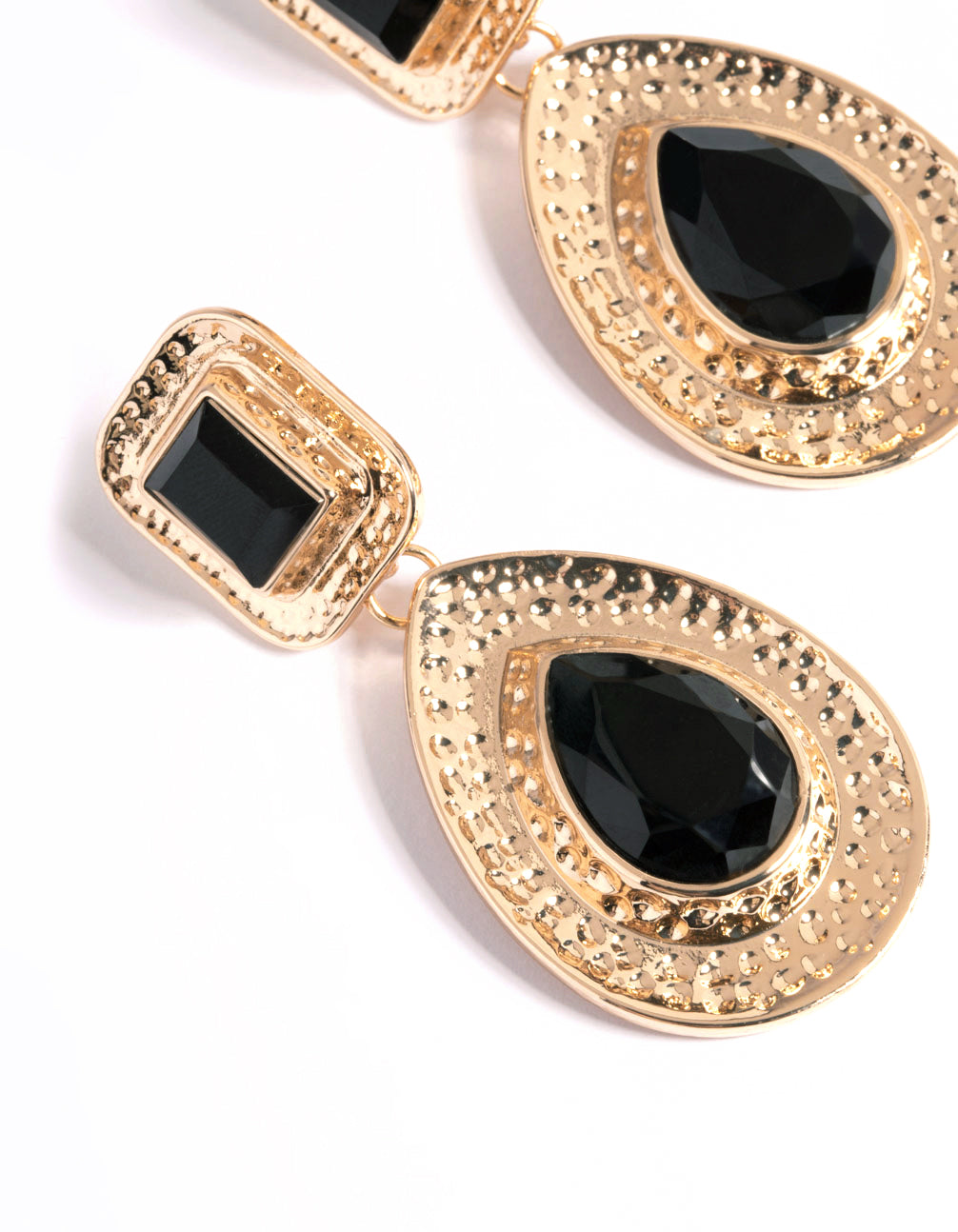 Gold Gem Statement Drop Earrings