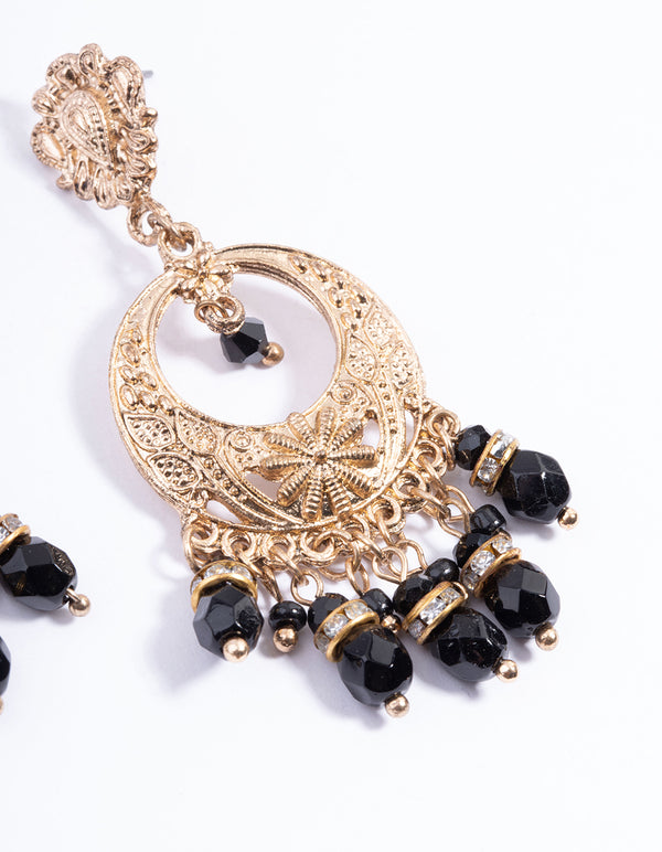 Gold Boho Statement Drop Earrings