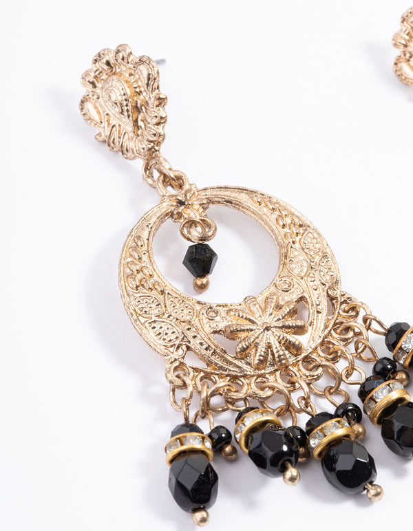 Gold Boho Statement Drop Earrings