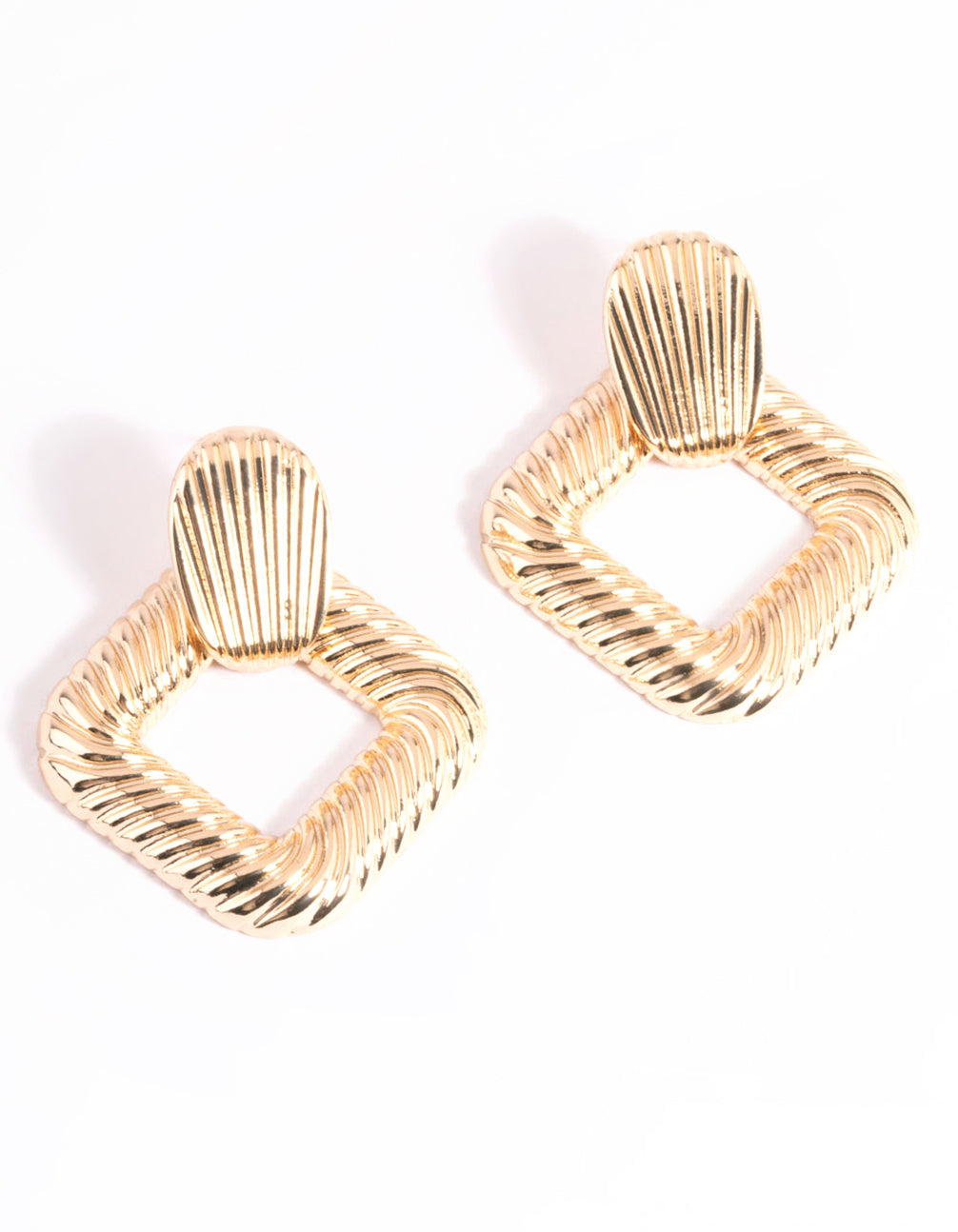 Gold Curved Drop Earrings