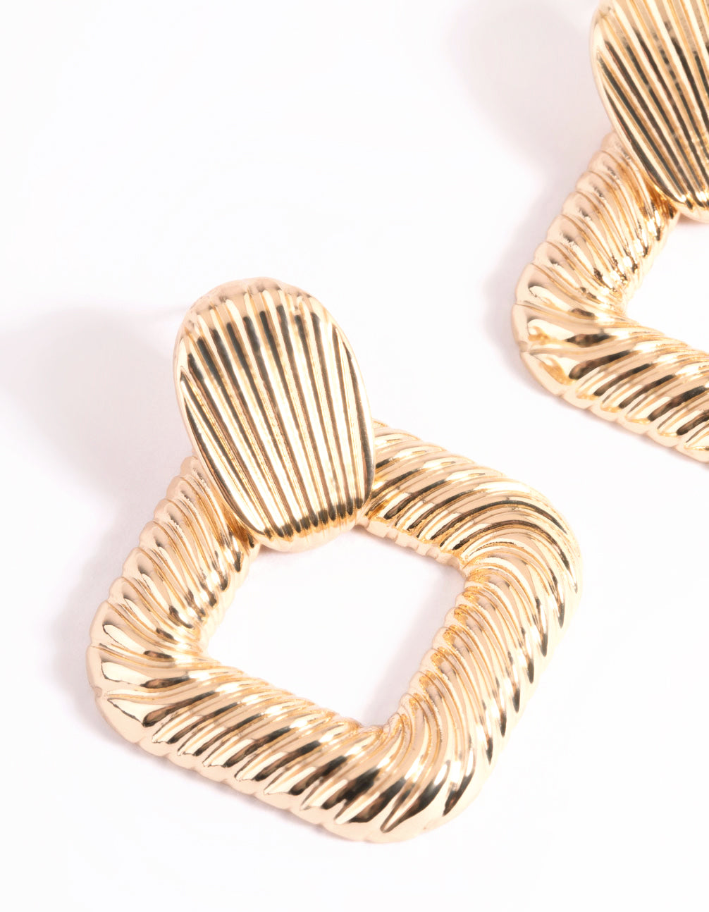 Gold Curved Drop Earrings