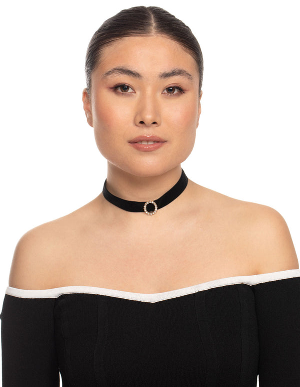 Gold Diamante Cross Choker