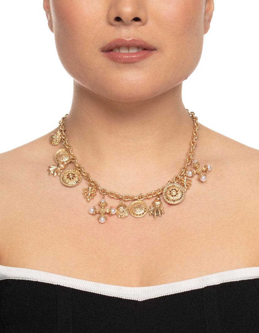 Gold Statement Cross Pendant Necklace