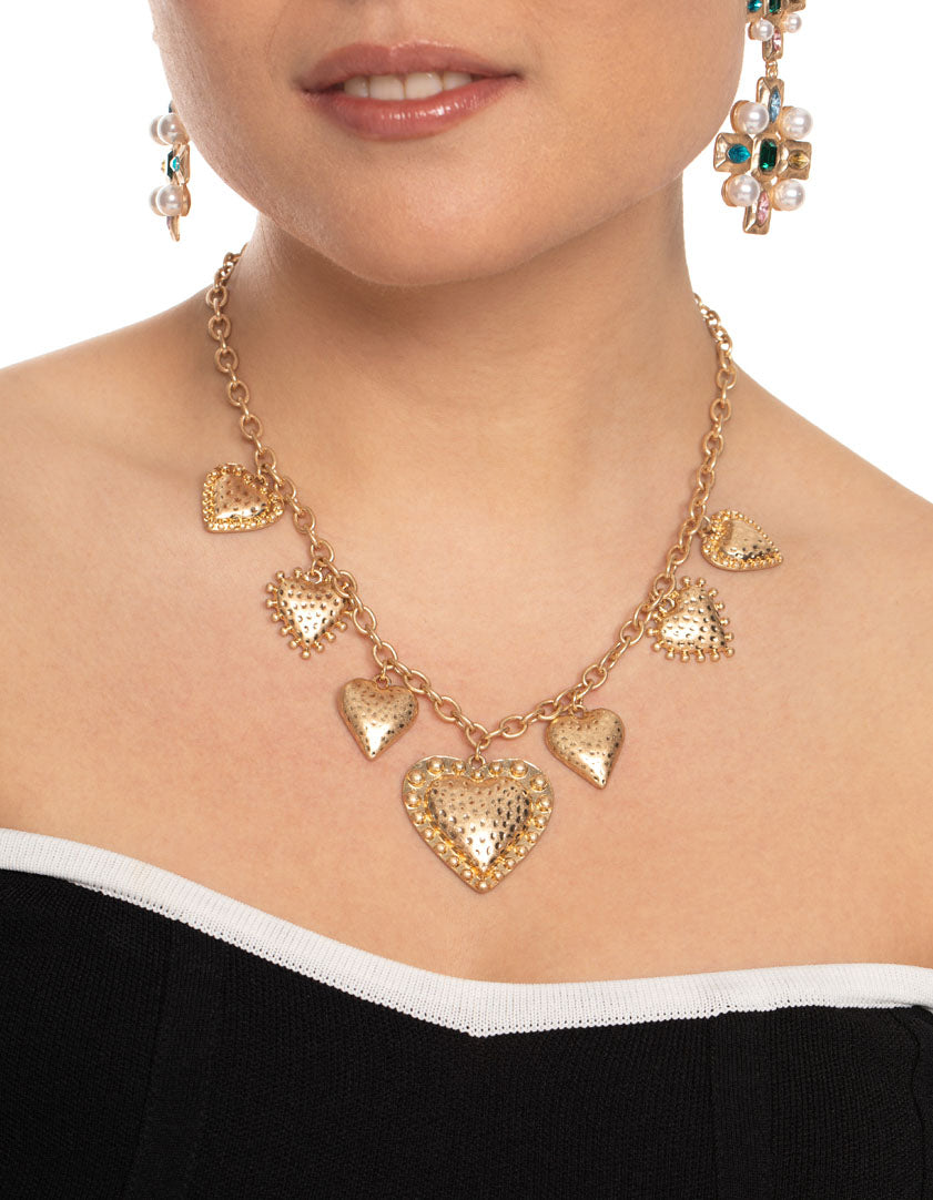 Gold Multi Heart Necklace