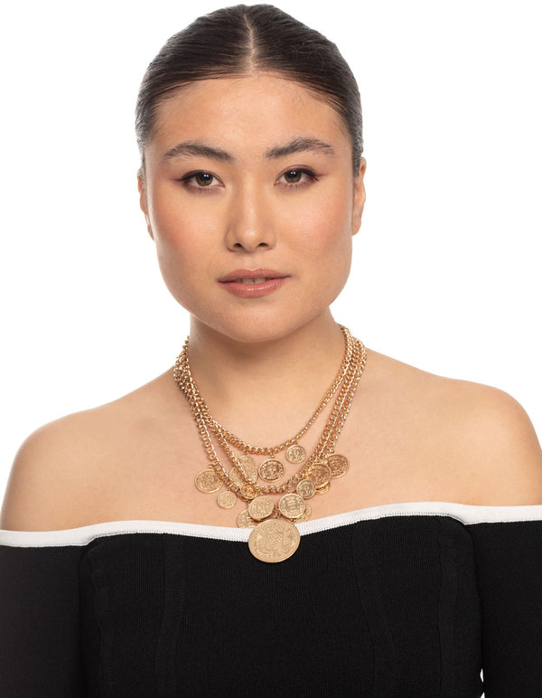 Gold Multi Coin Necklace