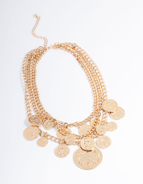 Gold Multi Coin Necklace