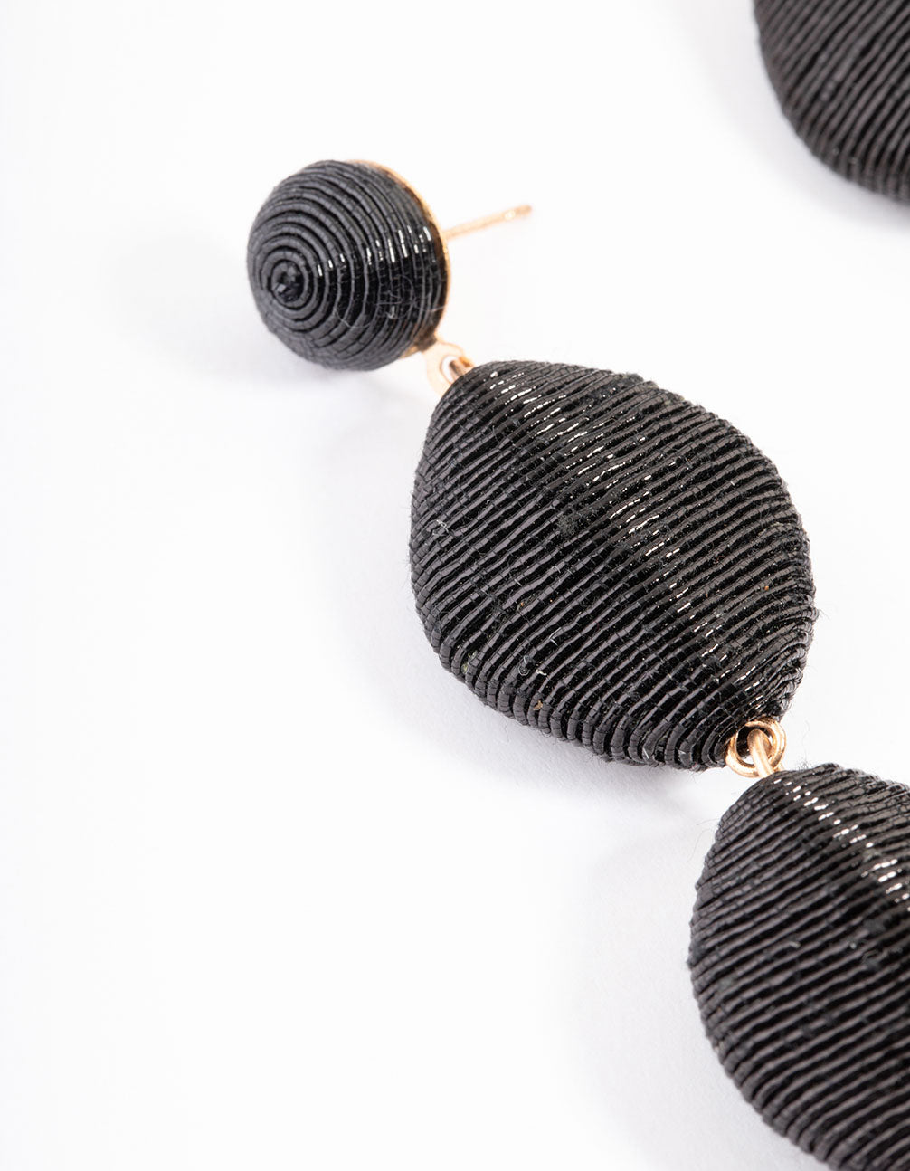 Black Metalic Thread Drop Earrings