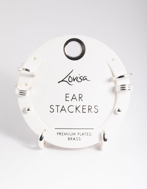 Silver Basic Huggie & Cuff Earrings 8-Pack