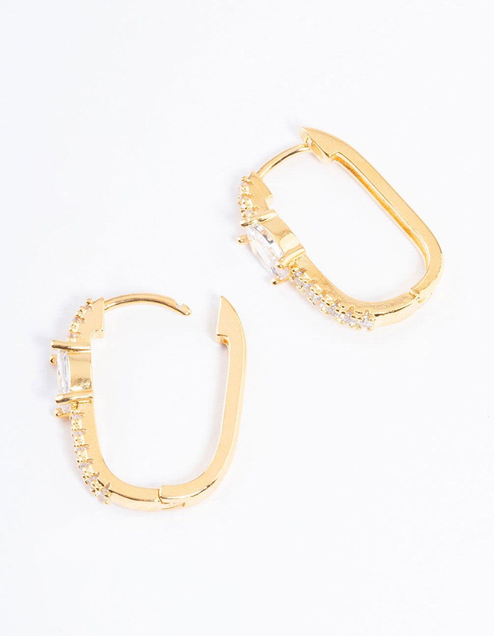 Gold Plated Cubic Zirconia Huggie Earrings