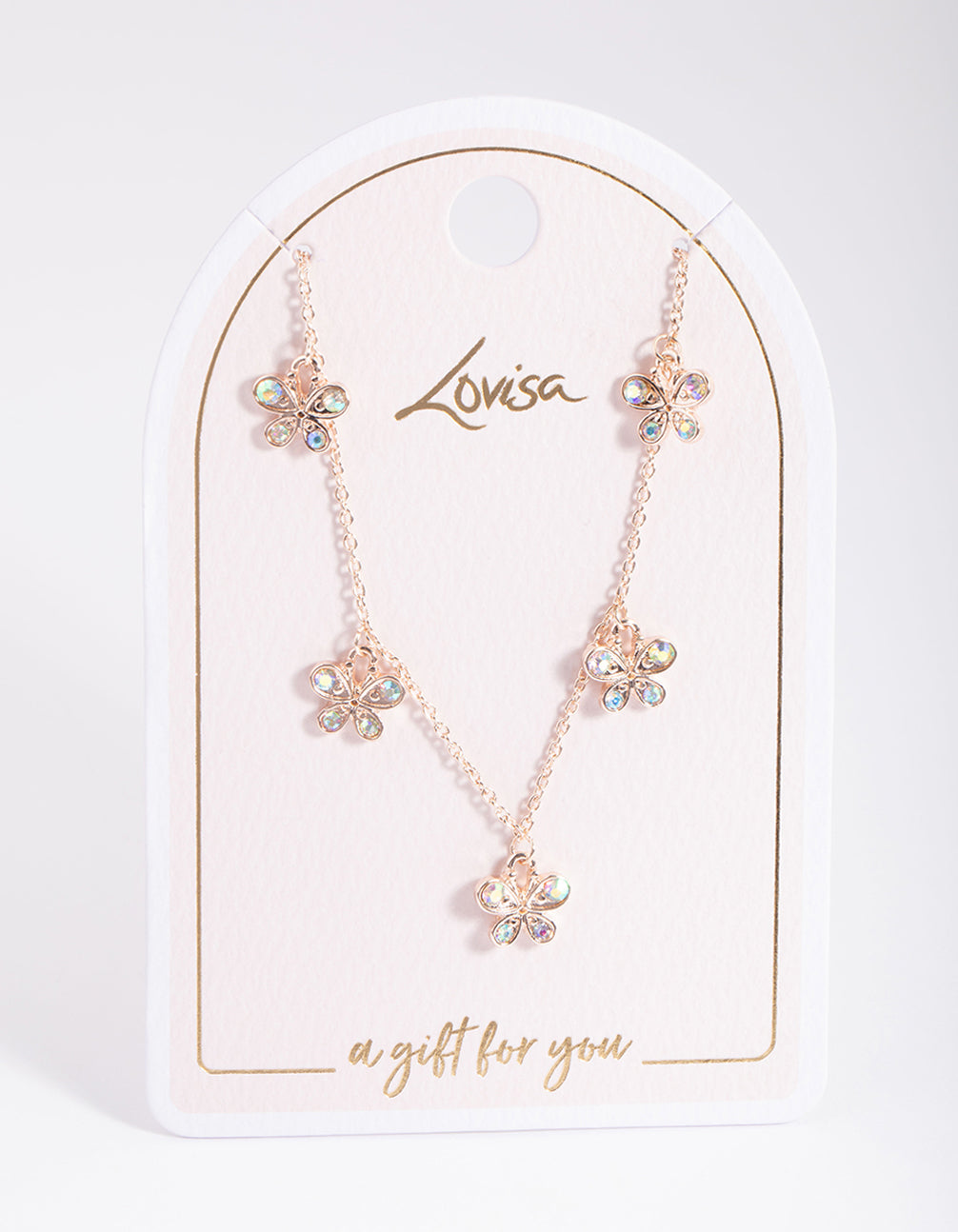 Rose Gold Butterfly Droplet Necklace
