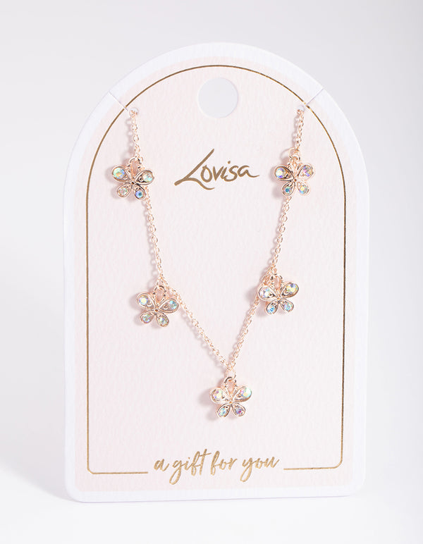 Rose Gold Butterfly Droplet Necklace