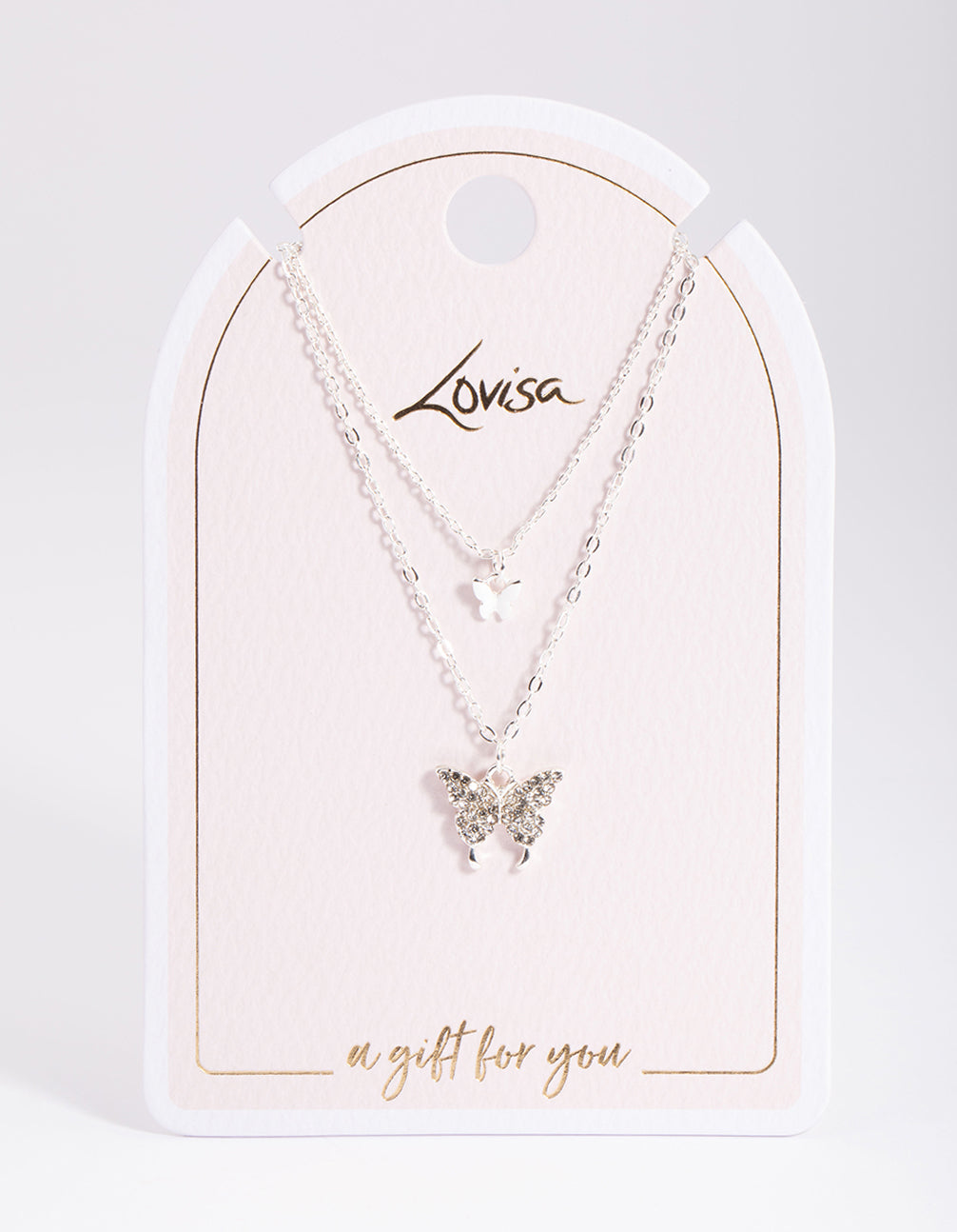Silver Dainty Diamante Butterfly Necklace