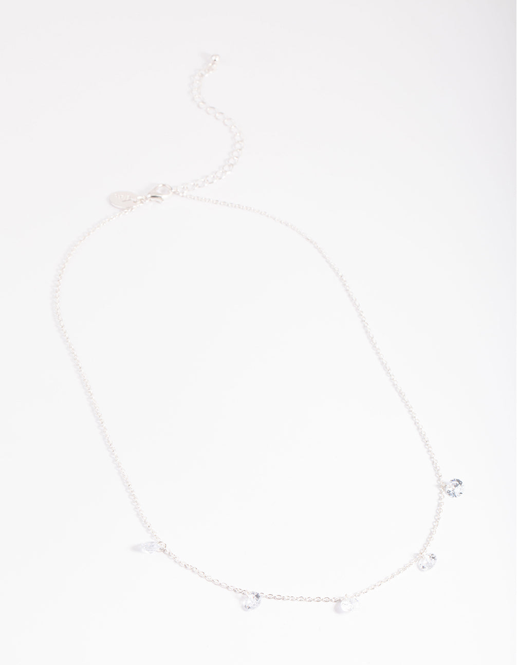 Silver Cubic Zirconia Droplet Necklace