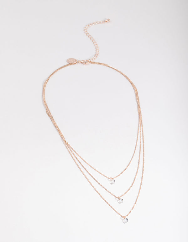 Gold Classic Diamante Layered Chain Necklace