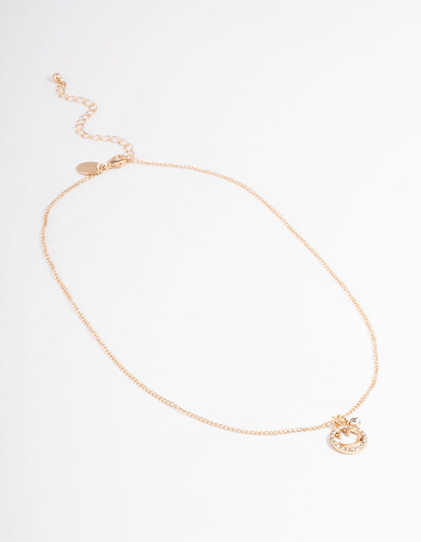 Gold Diamante Smiley Necklace