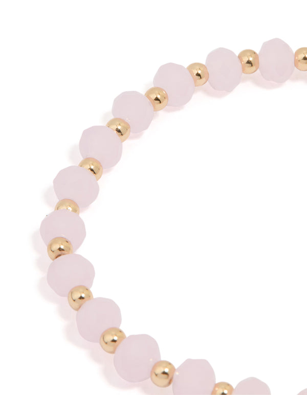Gold Pearl & Diamante Beaded Bracelet