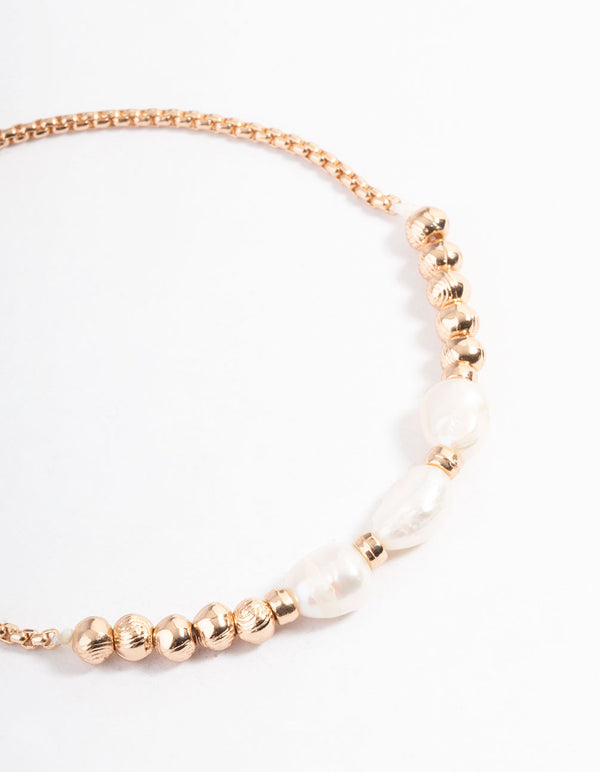 Gold Freshwater Pearl Triple Pearl Bracelet