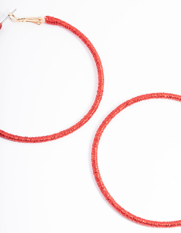 Red Shiny 55mm Hoop Earrings