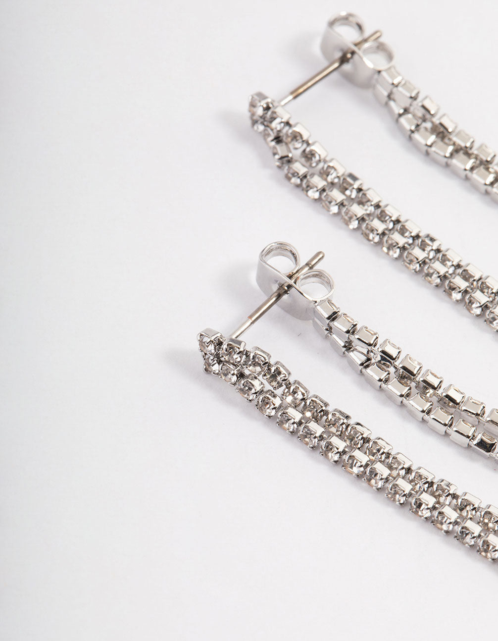 Silver Mini Cupchain Double Drop Earrings