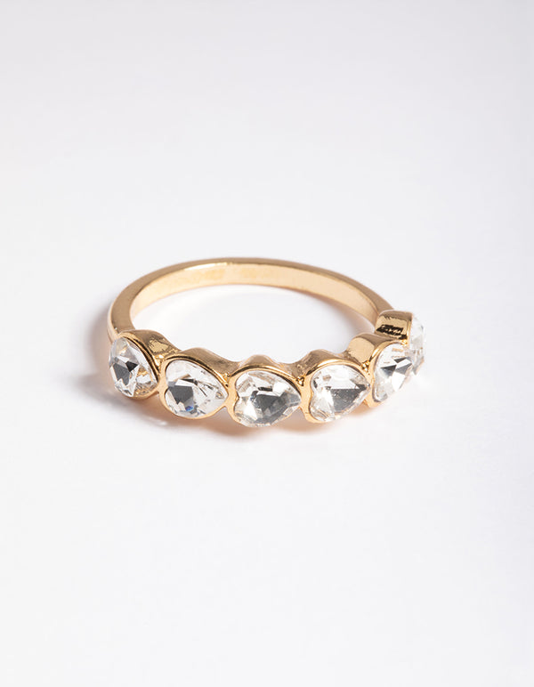 Gold Bezel Heart Band Ring