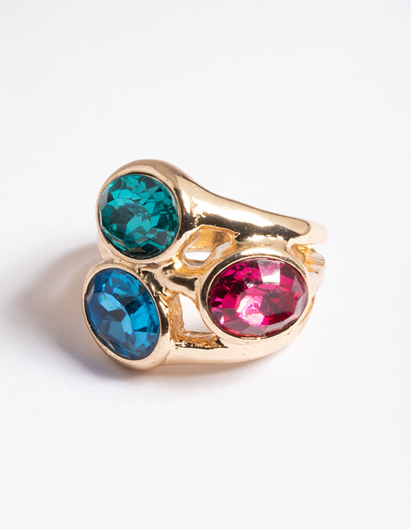 Gold Large Three Stone Ring