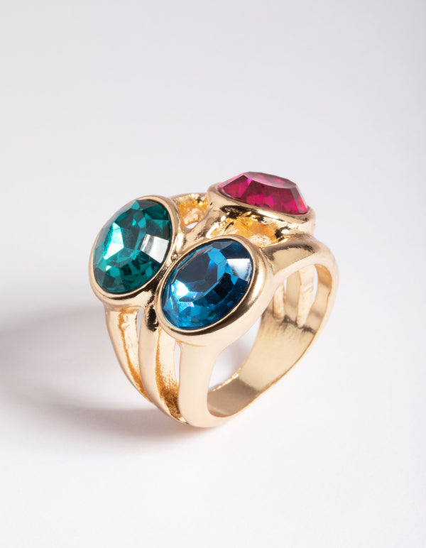 Gold Large Three Stone Ring