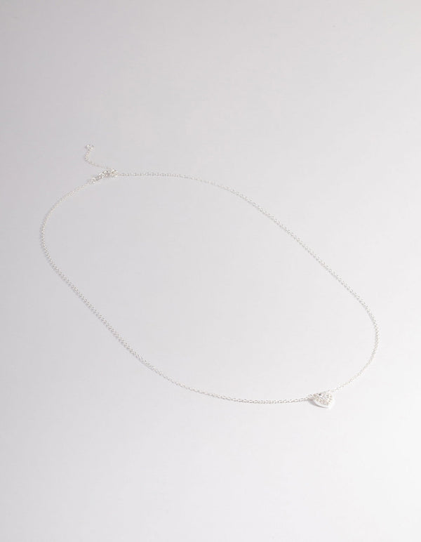 Sterling Silver Cubic Zirconia Halo Heart Pendant Necklace