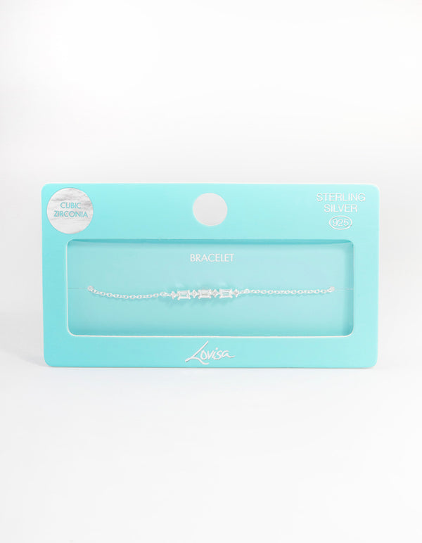 Sterling Silver Trio Emerald Cut Bracelet