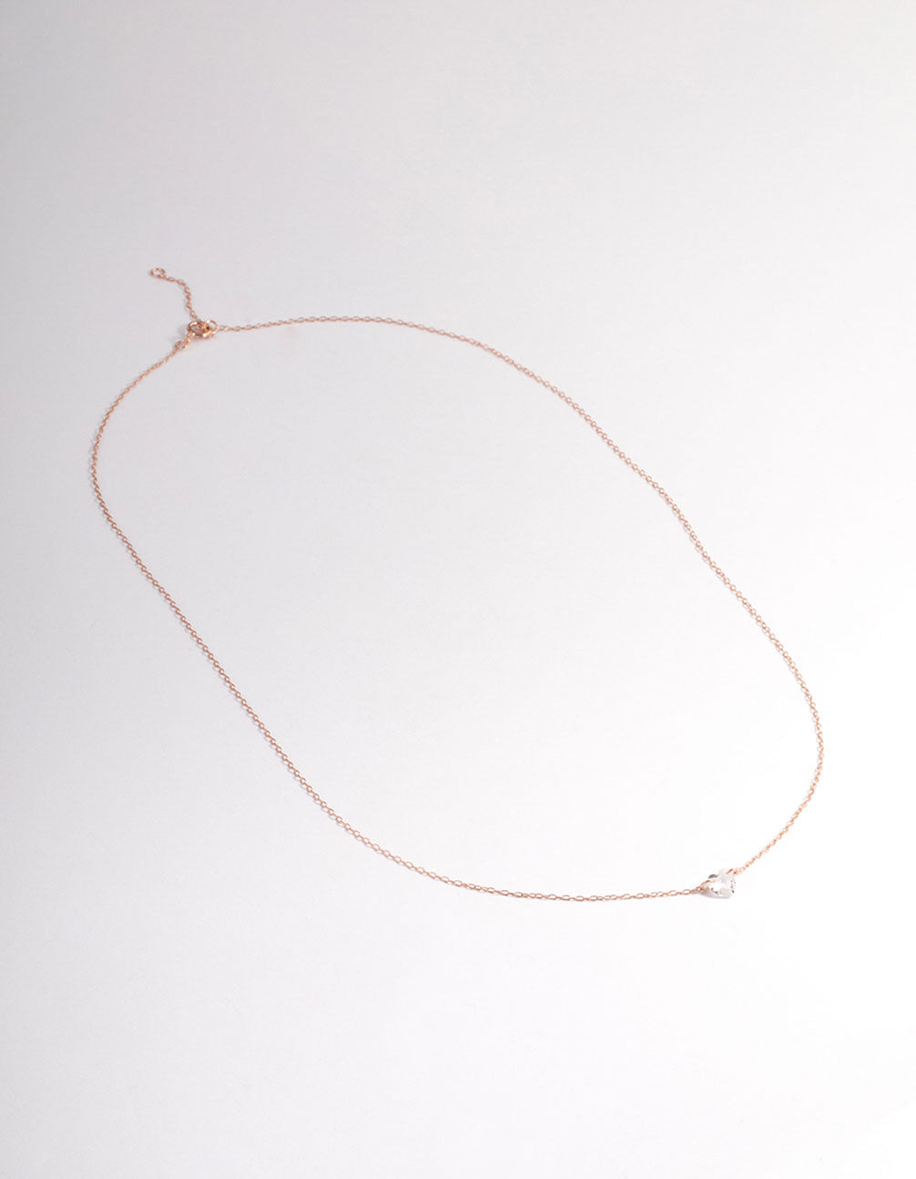 Rose Gold Plated Sterling Silver Cubic Zirconia Floating Heart Necklace