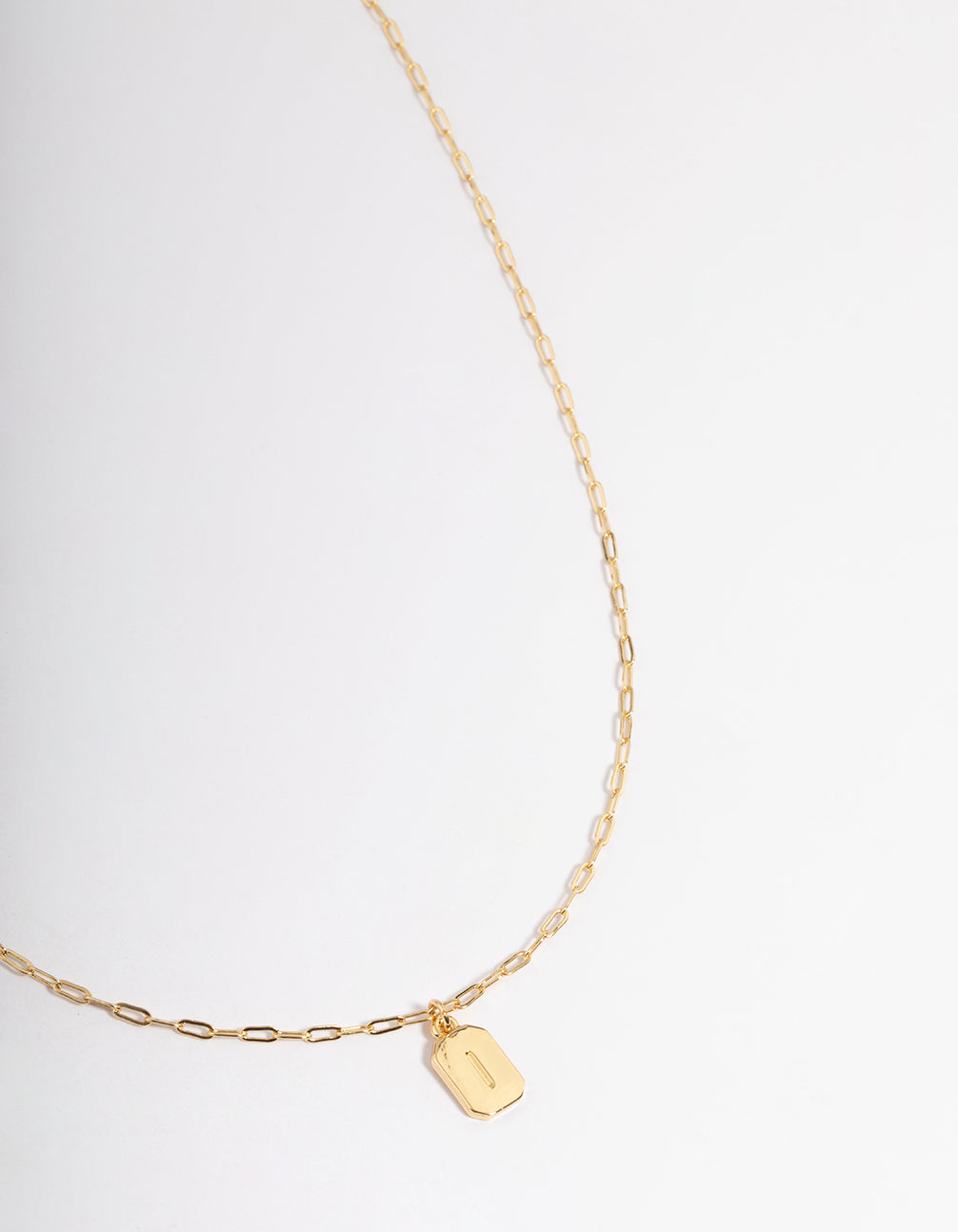 Letter I Gold Plated Rectangle Pendant Initial Necklace