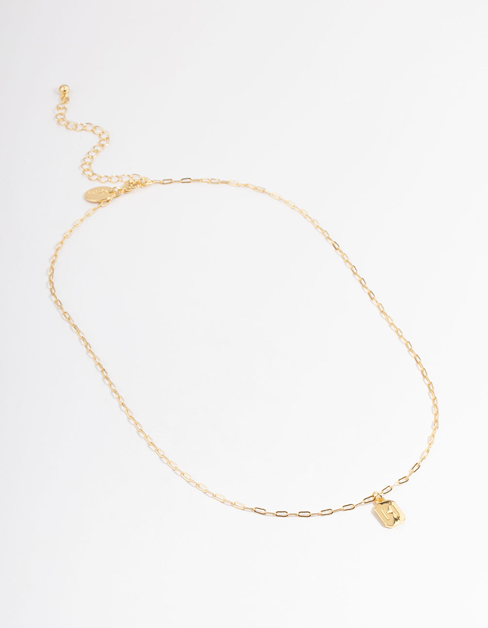 Letter H Gold Plated Rectangle Pendant Initial Necklace