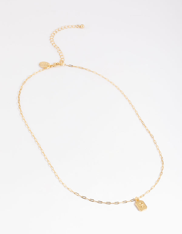 Gold Plated Letter G Rectangle Pendant Necklace