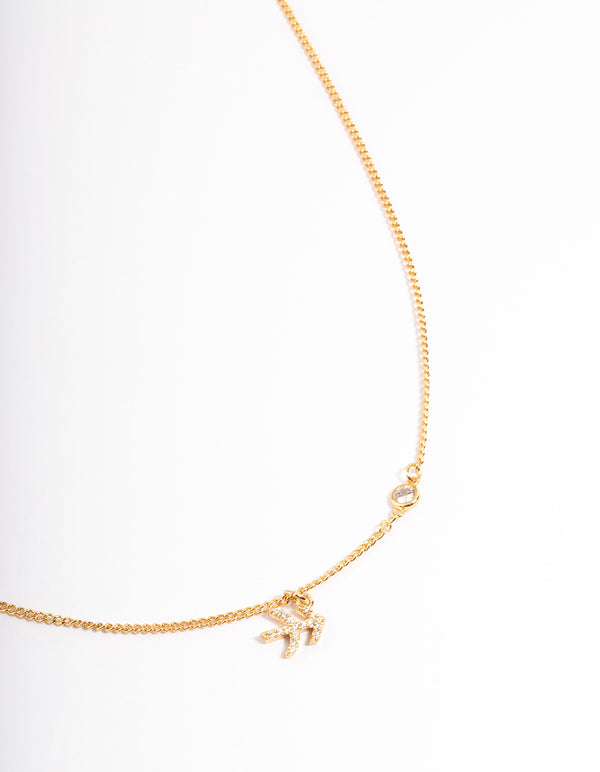 Gold Plated Sagittarius Necklace With Cubic Zirconia Pendant
