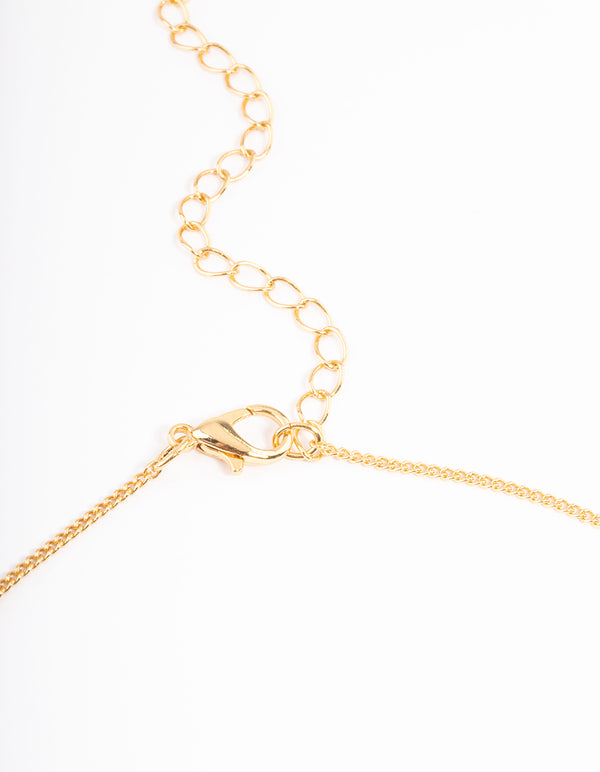 Gold Plated Libra Necklace with Diamante Pendant