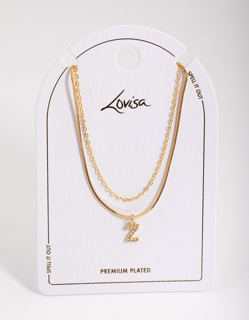 Gold Plated Diamante Letter Z Layered Necklace Lovisa