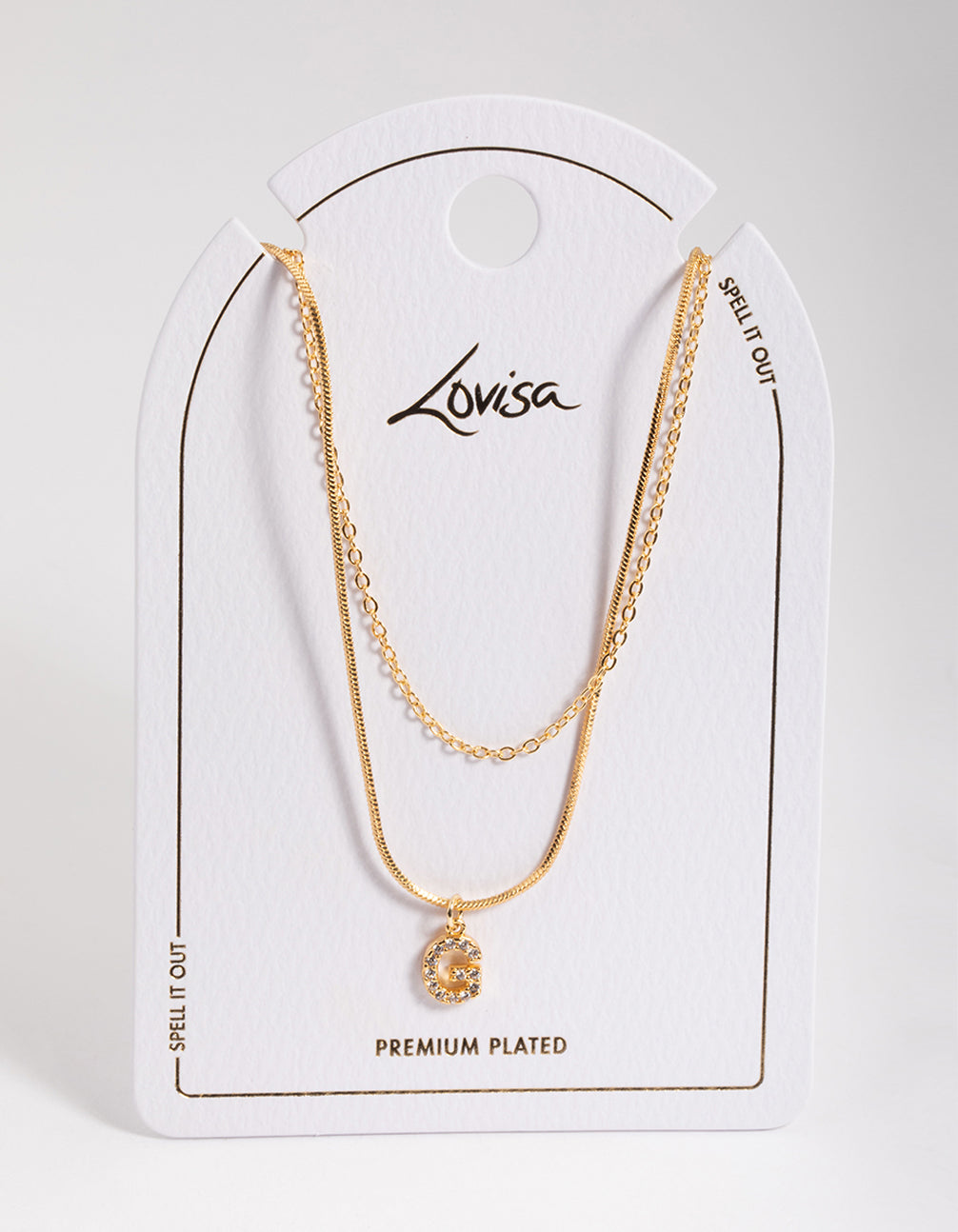 Letter G Gold Plated Layered Diamante Initial Necklace