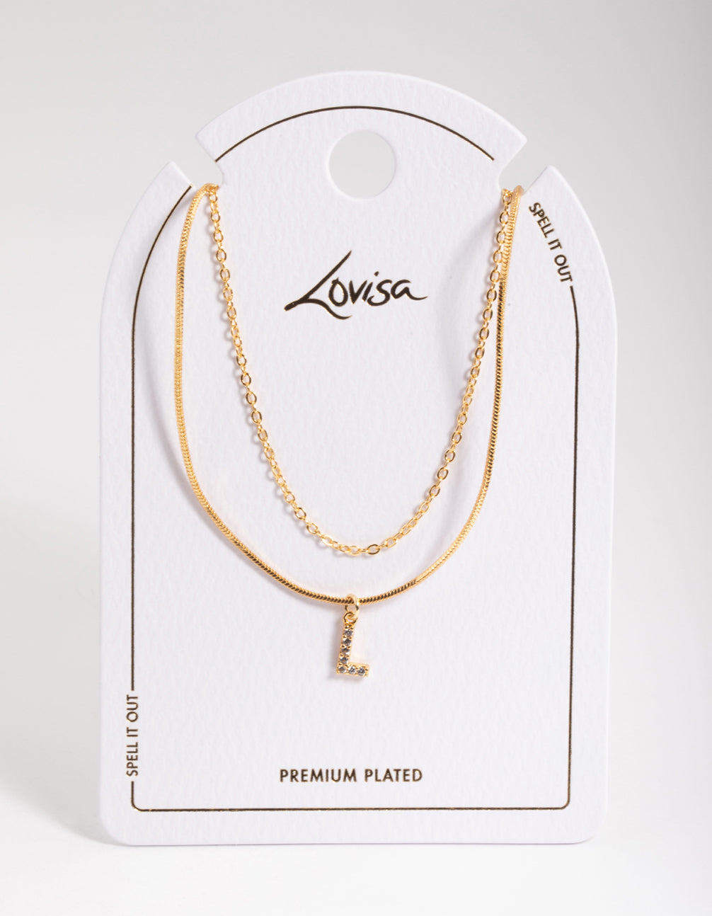 Letter L Gold Plated Layered Diamante Initial Necklace