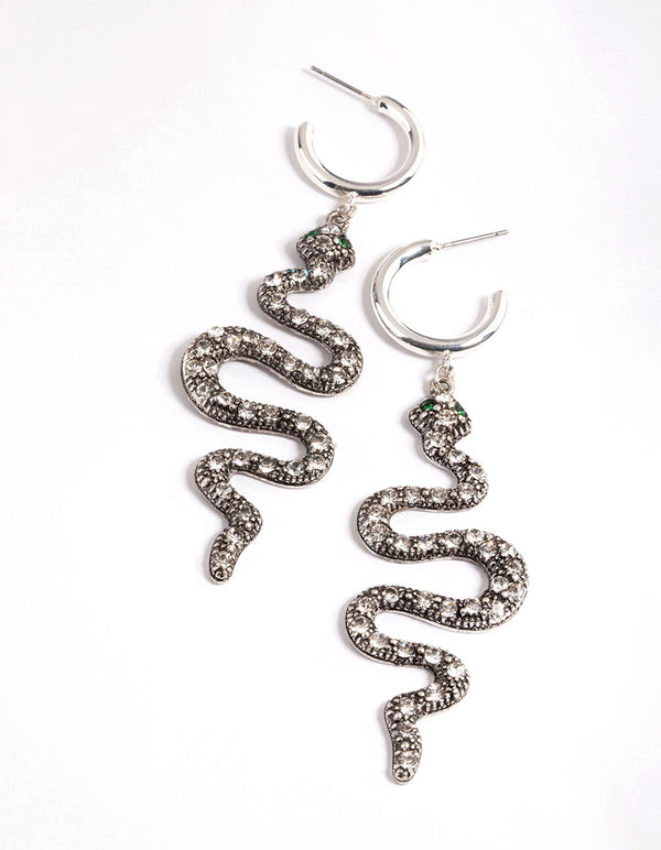 Diamante Snake Hoop Earrings