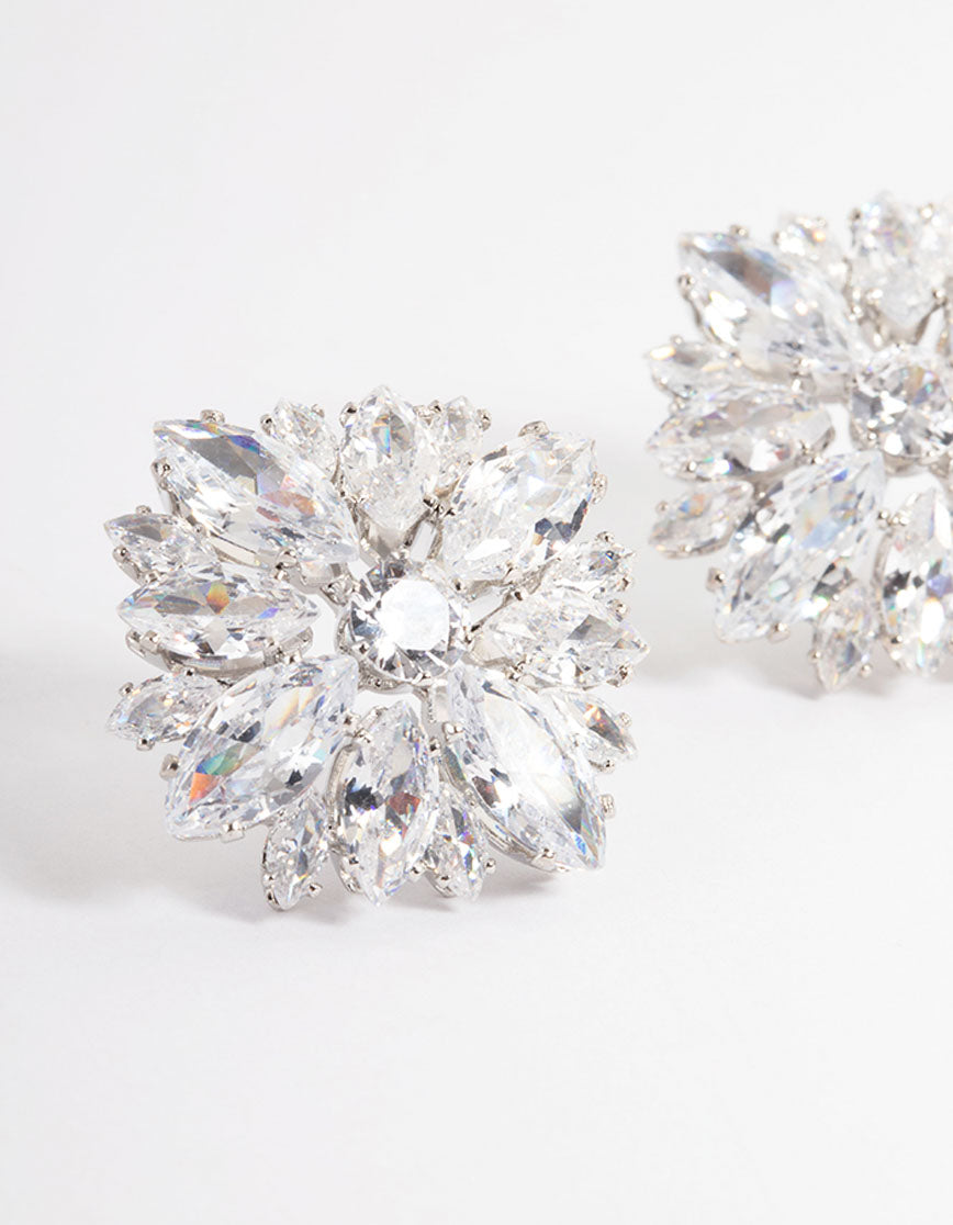 Silver Statement Stud Earrings