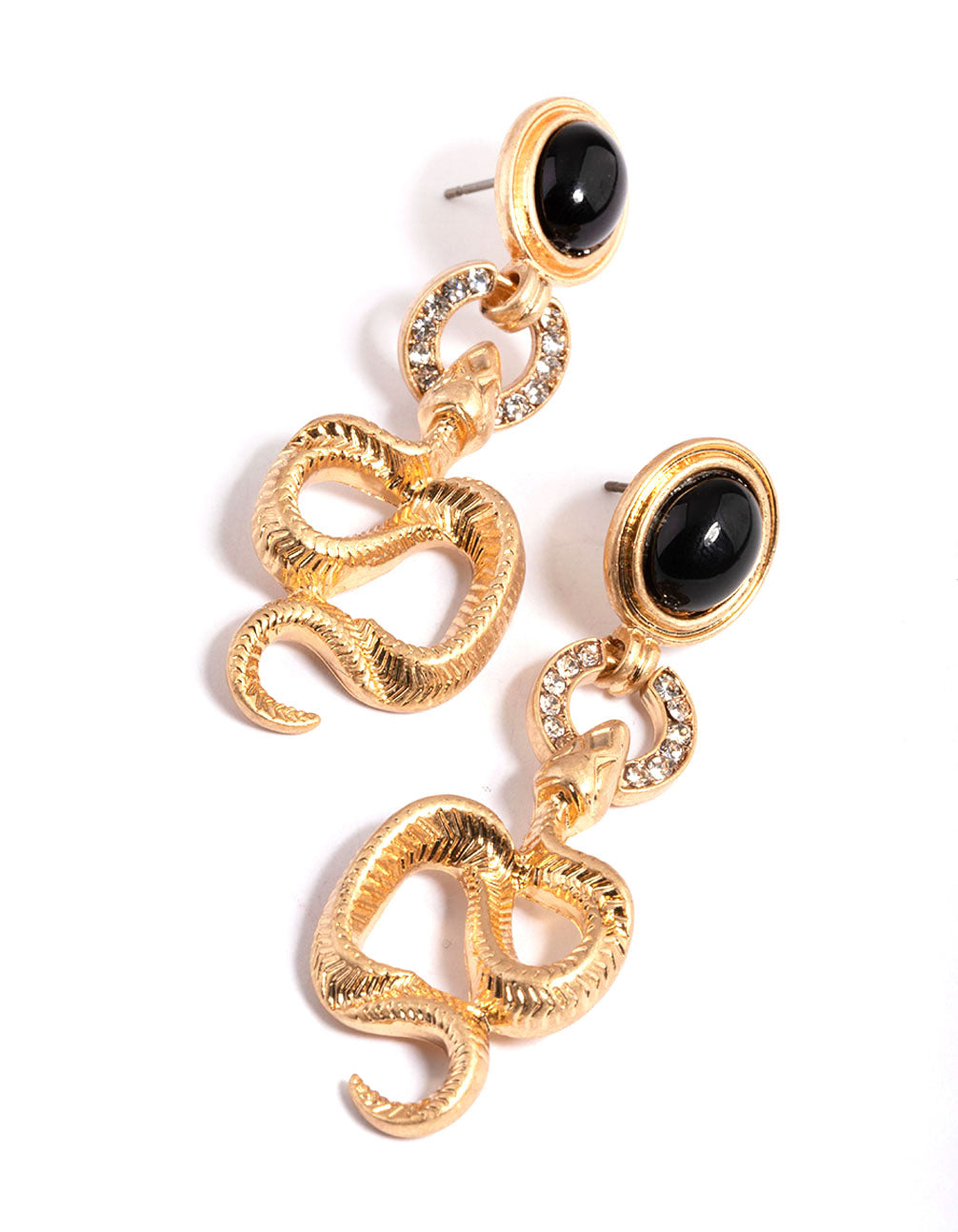Gold 80s Snake Drop Earrings